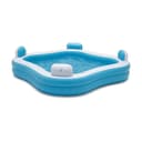 BURI Family Lounge Pool mit Kopfstützen und Getränkehaltern Blau-Weiß Bild 2