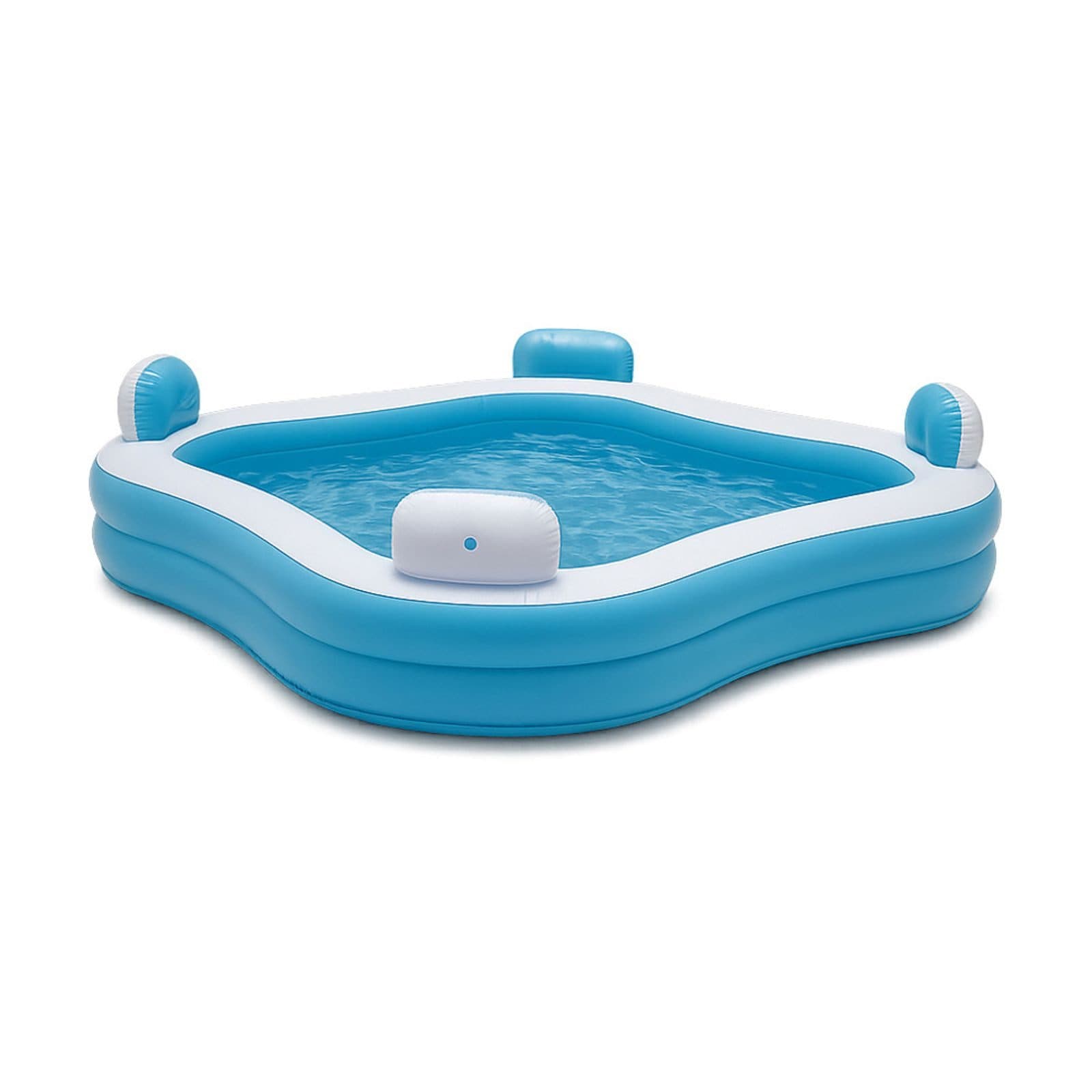 BURI Family Lounge Pool mit Kopfstützen und Getränkehaltern Blau-Weiß - Bild 2