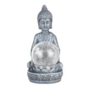 GartenHero LED Gartenleuchte Buddha Figur Solar Crackle Glaskugel Bild 2