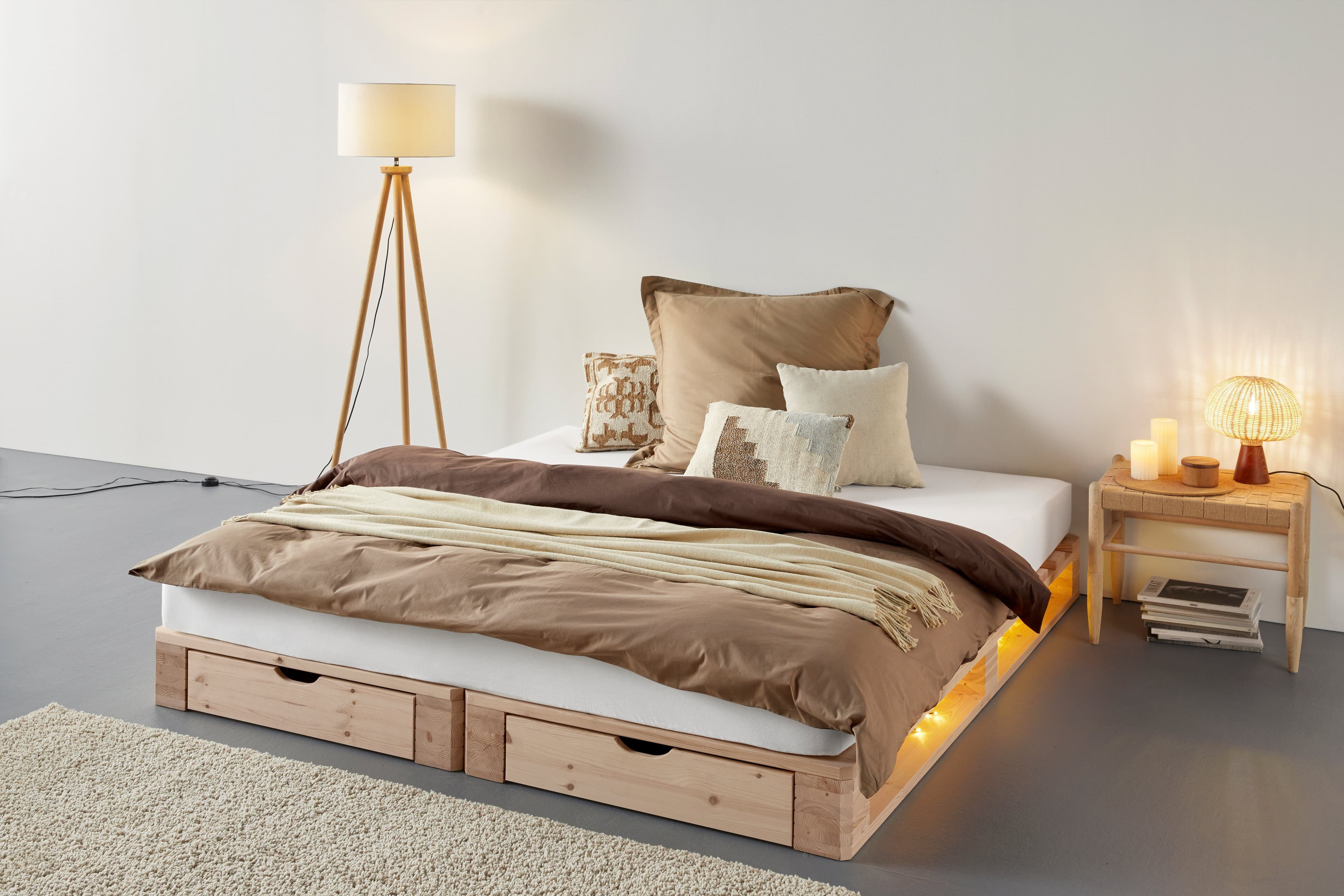 Palettenbett OTTO HOME ALASCO mit Schublade Natur Massivholz - Bild 2