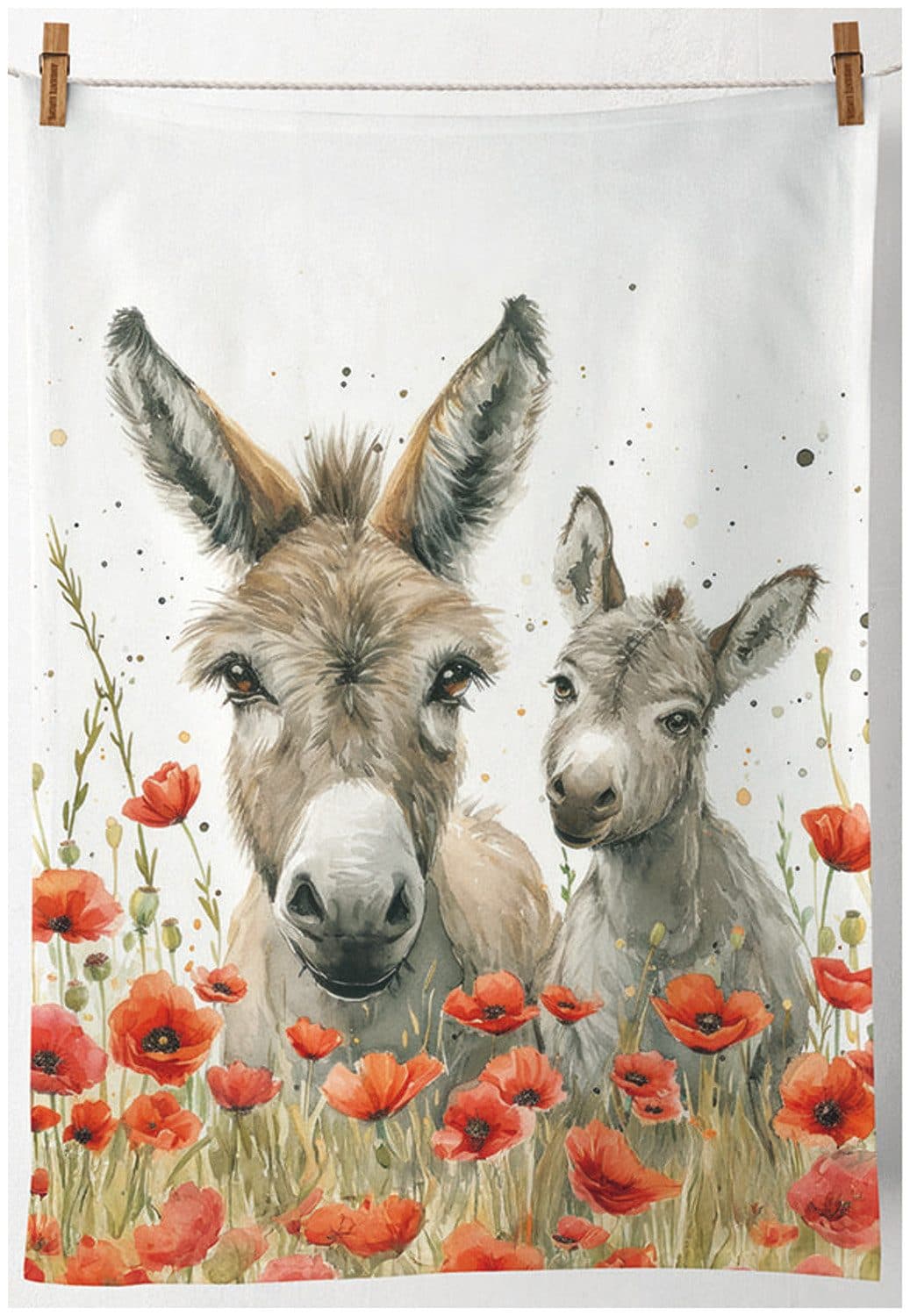 Ambiente Luxury Paper Products Geschirrtuch Baumwolle 50x70cm Esel Mohnblumen