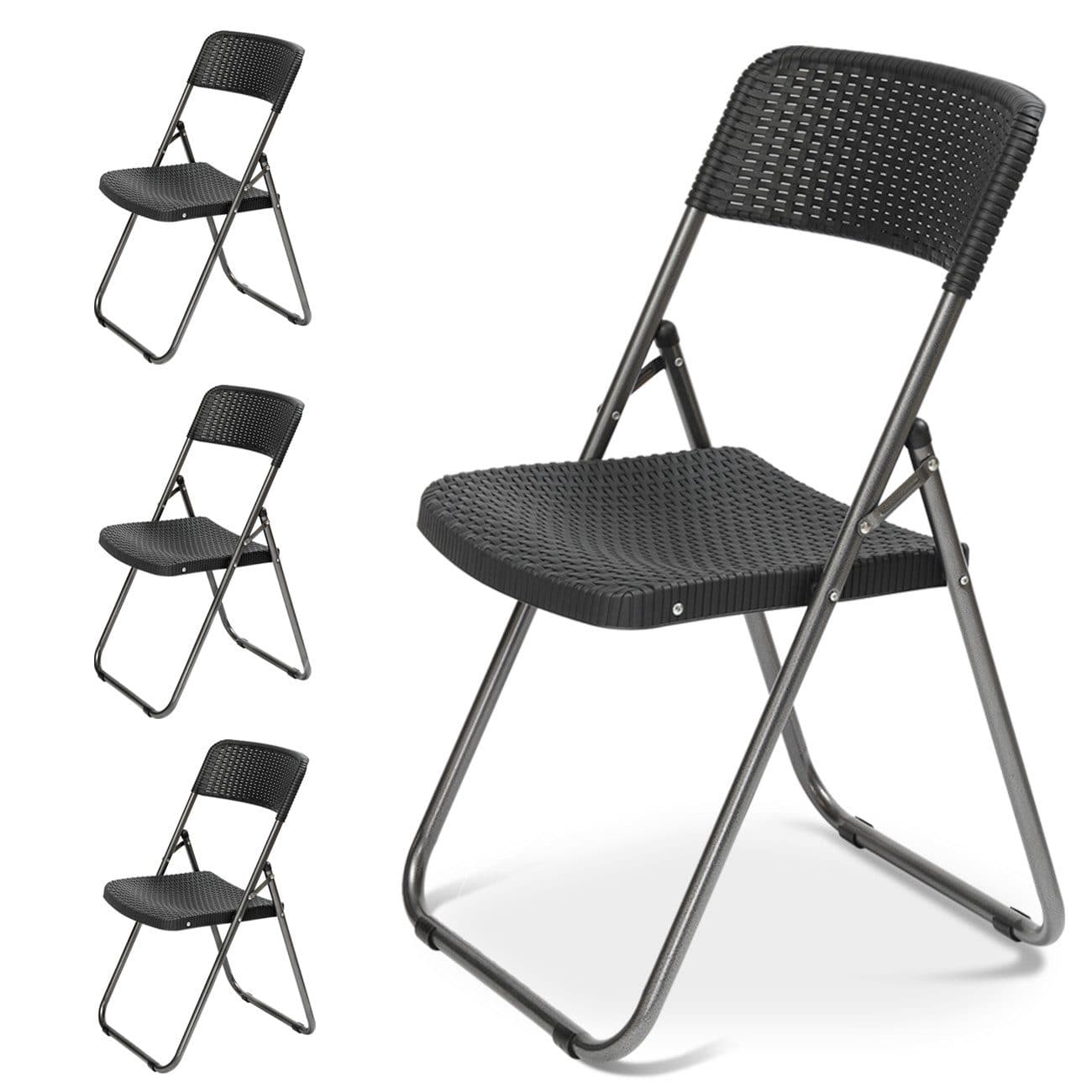 Sekey Klappstuhl Gartenstuhl Polyrattan, Campingstuhl Wasserdicht, Schwarz - Bild 2