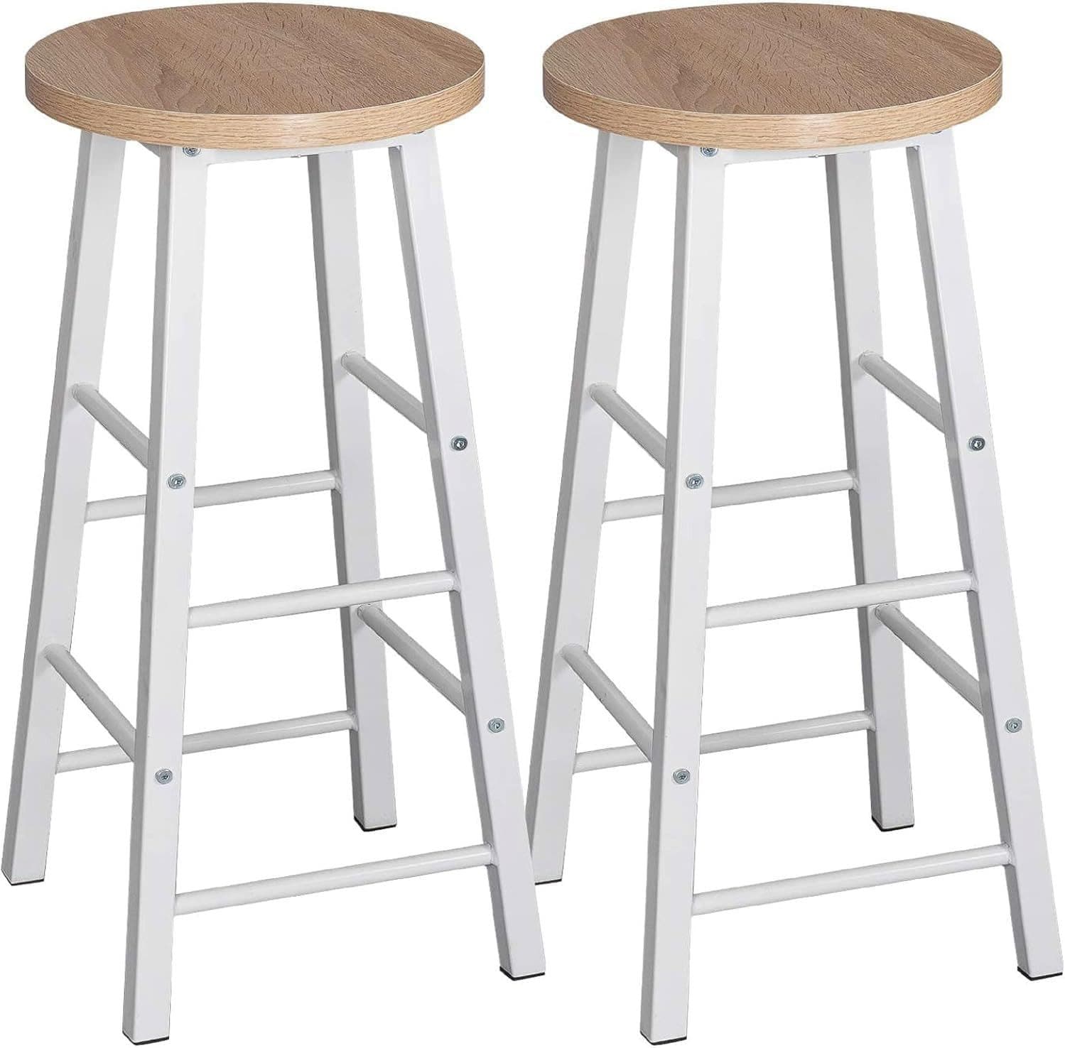 Woltu Barhocker 2er Set Stahl MDF Schwarz Braun Weiß Industrial - Bild 2