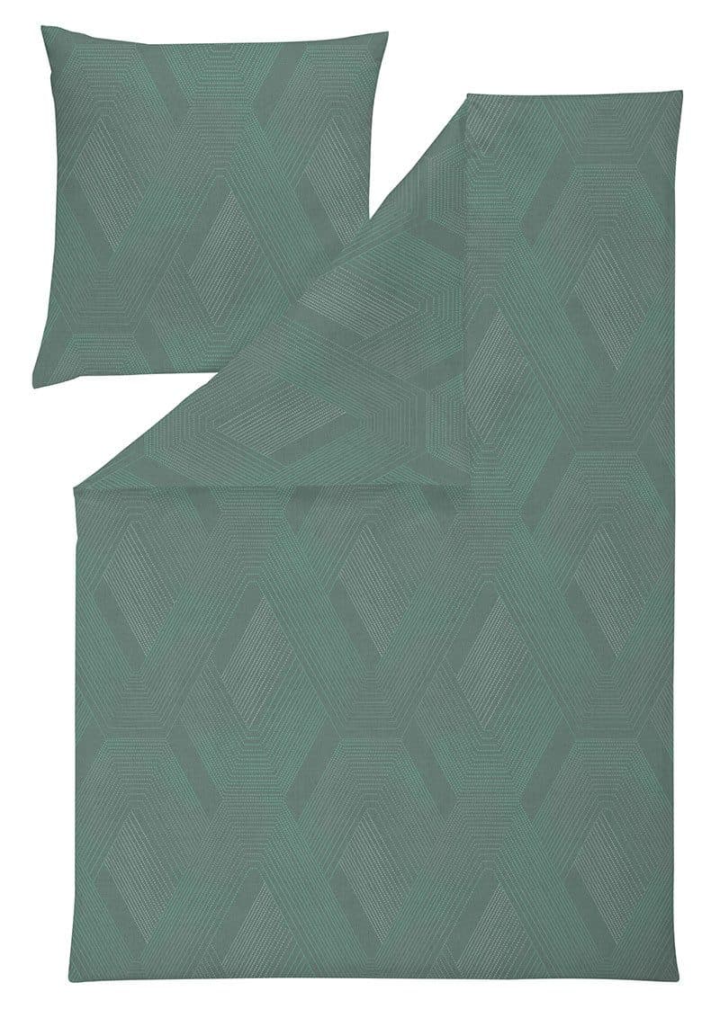 Estella Mako-Jersey Bettwäsche Alge-Grün Rauten 155x220