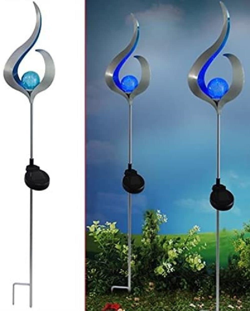 Luna24 Solar-Gartenleuchte Blue Wave Metallkunst LED - Bild 2