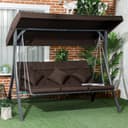 Outsunny Hollywoodschaukel Gartenschaukel 3-Sitzer Braun mit Sonnendach Bild 2
