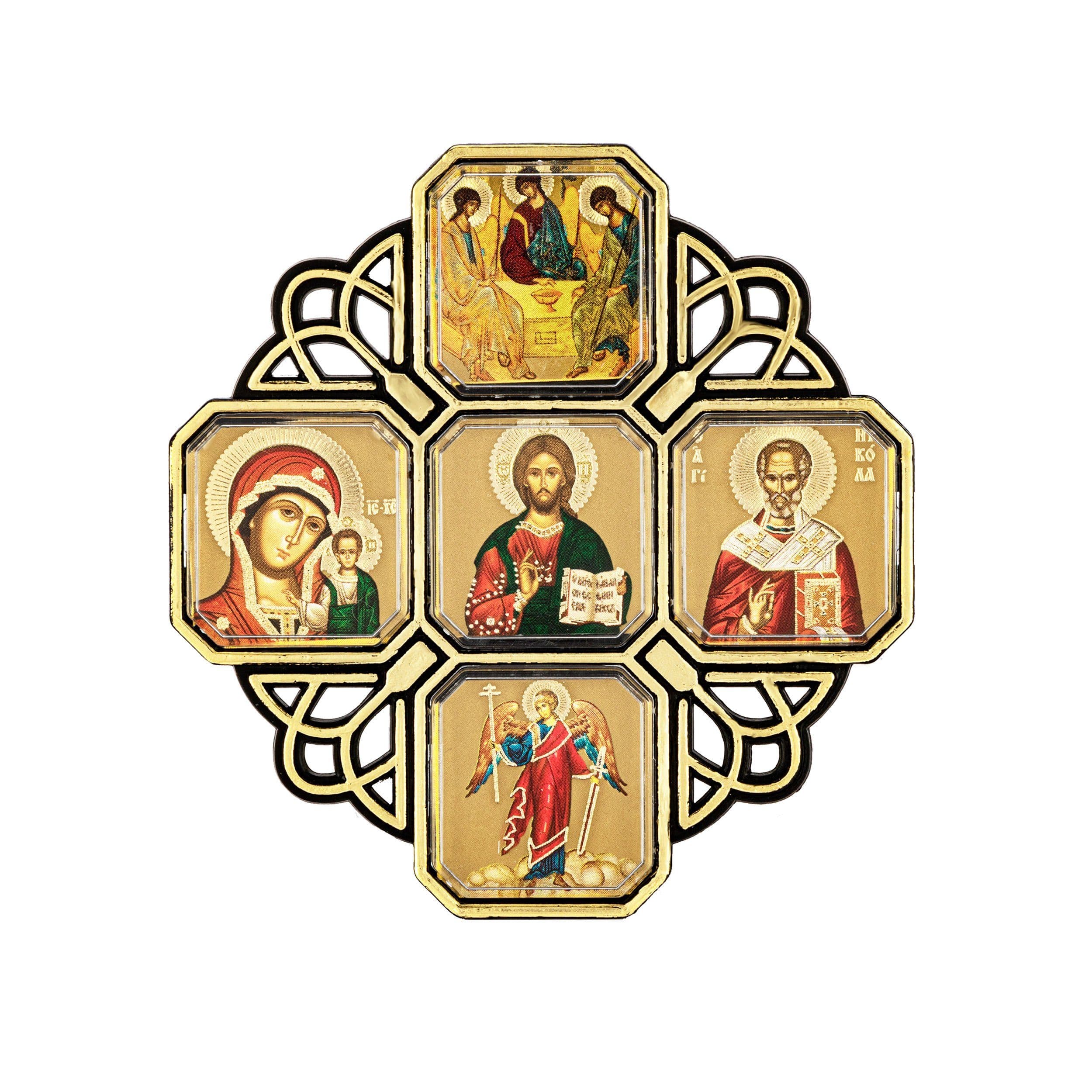 NKlaus Ikone Auto Kreuz Holz 8x8cm Jesus Nikolaus