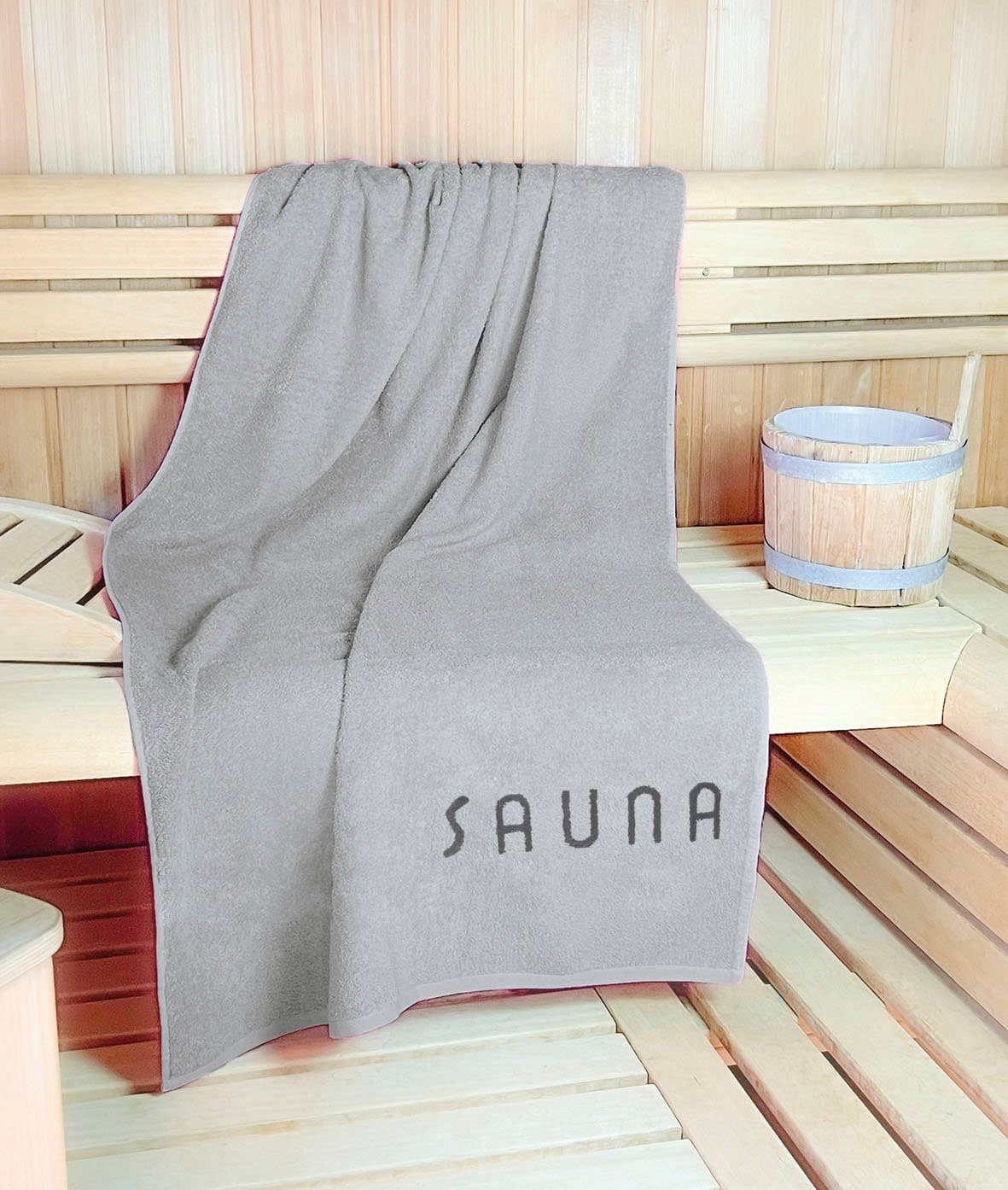 KINZLER Saunatuch Anthrazit 100% Baumwolle 90x200 cm - Bild 2
