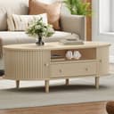 Merax Couchtisch Ovaler Kaffeetisch Sofatisch Beistelltisch mit Stauraum Bild 2