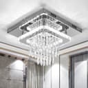 LETGOSPT LED Deckenleuchte K9 Kristall Edelstahl Modern Silber Bild 2