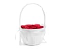 partydeco Dekokorb Blumenmädchen Korb mit Henkel Hochzeit Satinstoff 15x26cm Weiß Bild 2