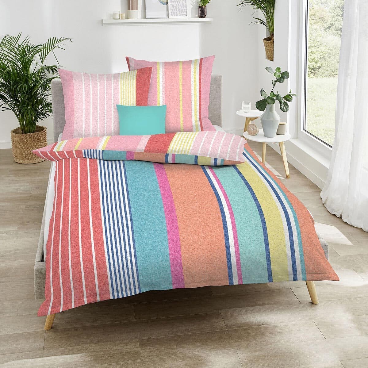 TRAUMSCHLAF Bettwäsche Dutch Seersucker 2-teilig Bunt Streifen Design - Bild 2