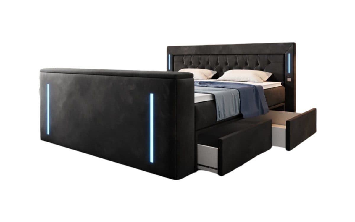 Luxusbetten24 Boxspringbett Divaneo Schwarz mit TV-Lift und Stauraum - Bild 2
