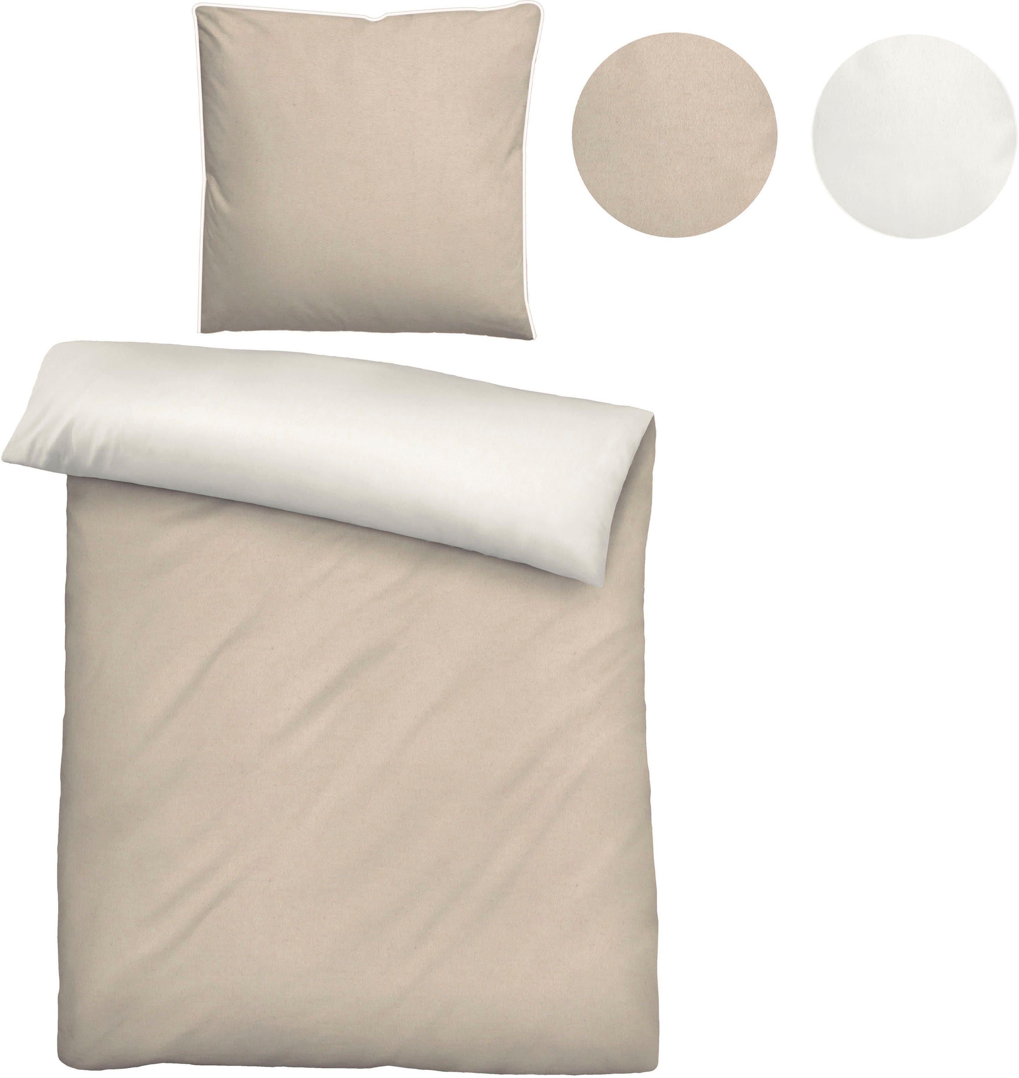 Biberna Wendebettwäsche Hermal Grau Beige Flanell 155x200cm - Bild 2
