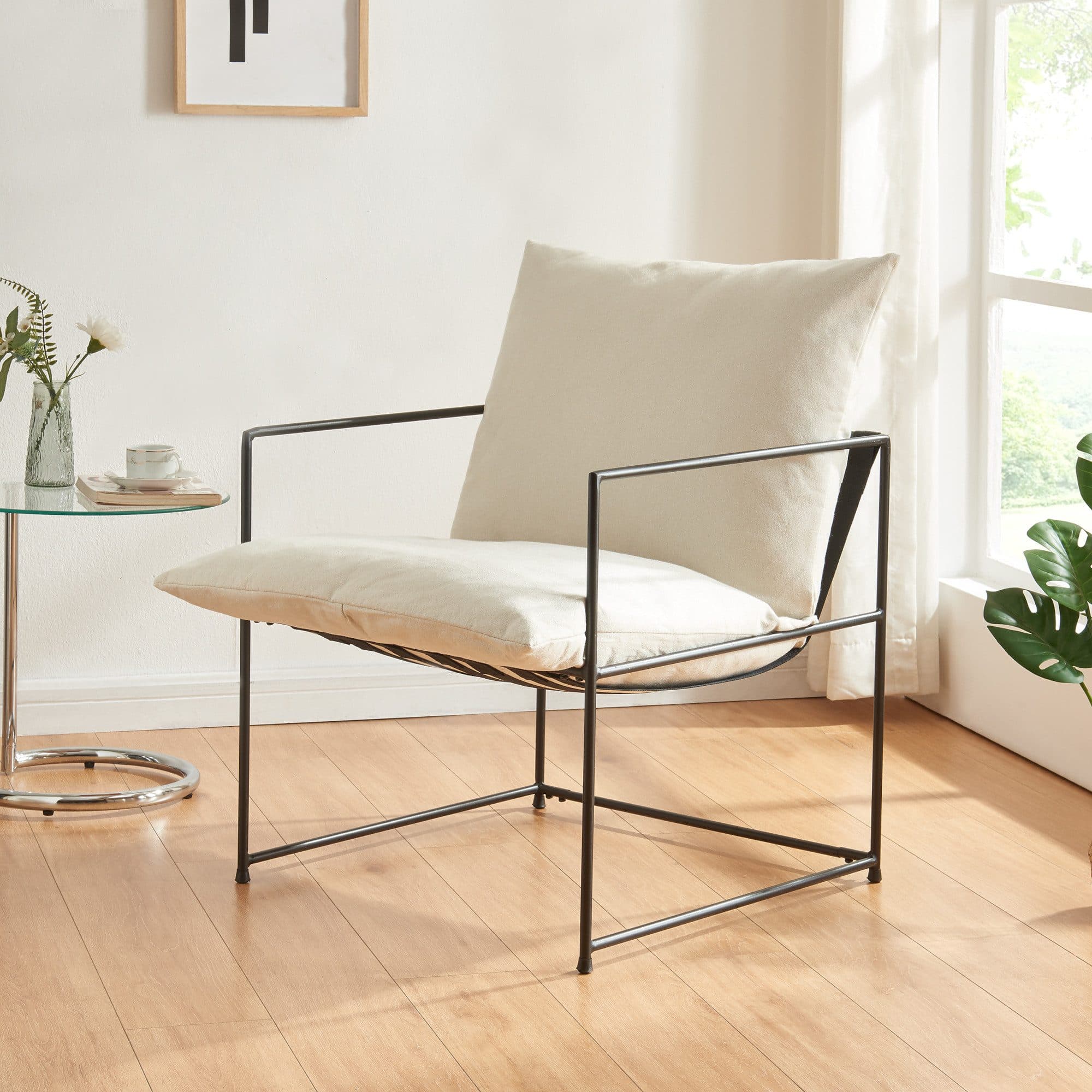 en.casa Loungesessel Utsjoki Schwarz/Beige - Bild 2