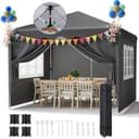 TLGREEN Faltpavillon 3x3m Grau Wasserdicht Höhenverstellbar Bild 2