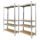 ECD Germany Schwerlastregal 2-tlg. Metall MDF Silber 320kg Tragkraft Bild 2