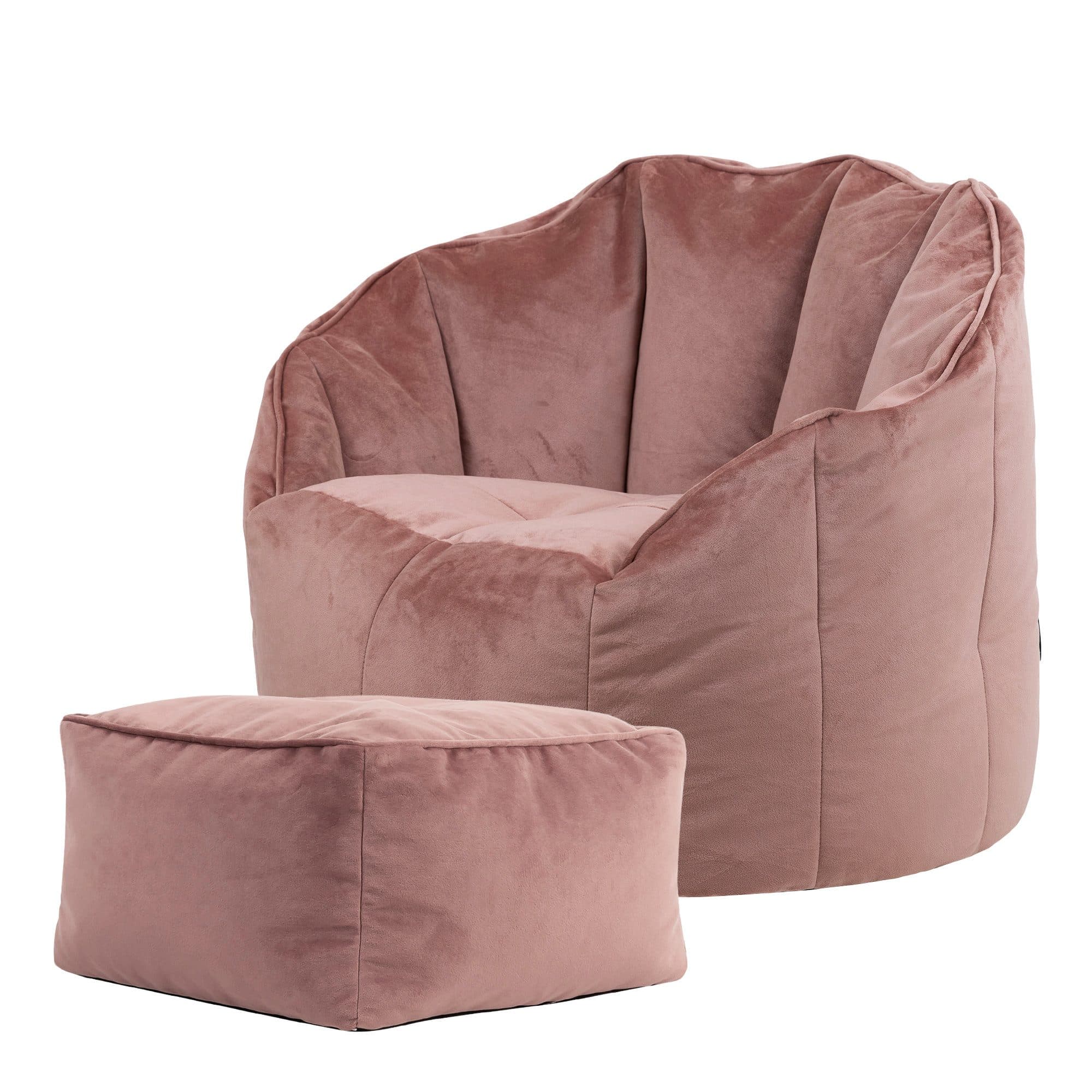 icon Sitzsack Sessel Sirena Rosa Samt mit Hocker XXL - Bild 2