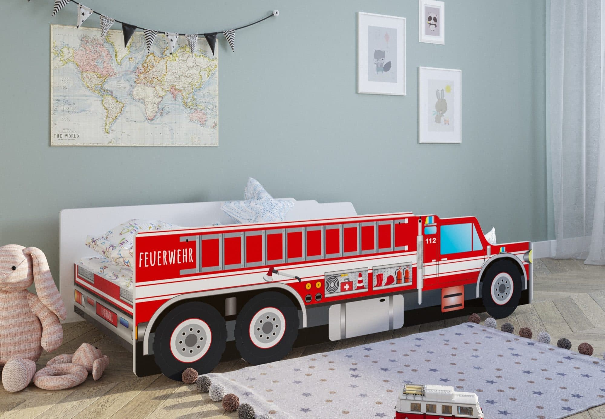 Kids Collective Autobett Kinderbett mit Rausfallschutz Feuerwehr - Bild 2