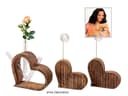 Amagohome Dekofigur Herz Blumenvase Fotoständer Set 3-teilig Mangoholz Bild 2