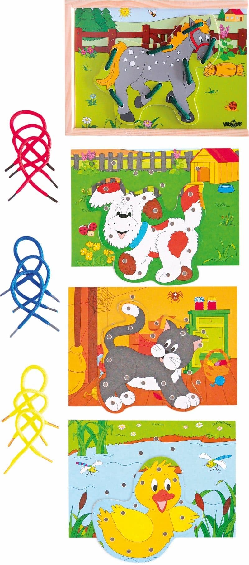 Woodyland Fädelspielset 90920 mit 4 Tierfiguren und 12 Kordeln - Bild 2