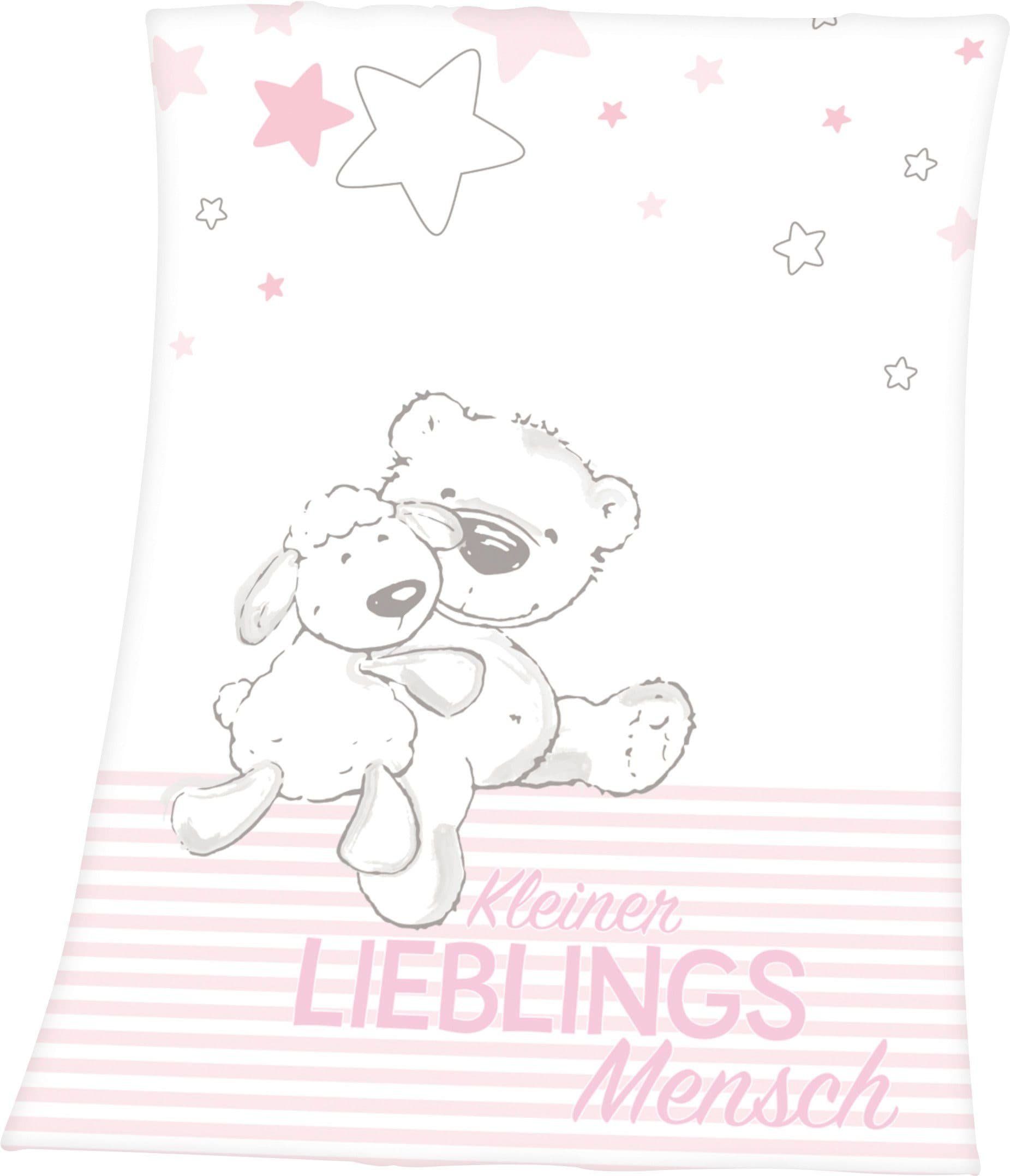 Babydecke Kleiner Lieblingsmensch Baby Best Rosa Microfaserflausch Kuscheldecke - Bild 2
