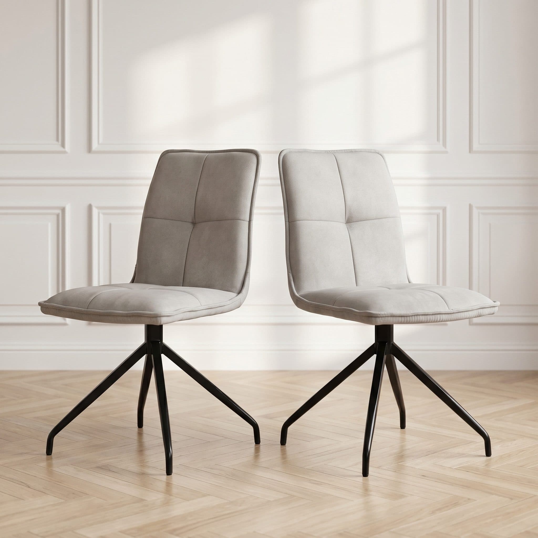 Jiexi Esszimmerstuhl 2er-Set Drehbar Grau/Beige Stoff - Bild 2