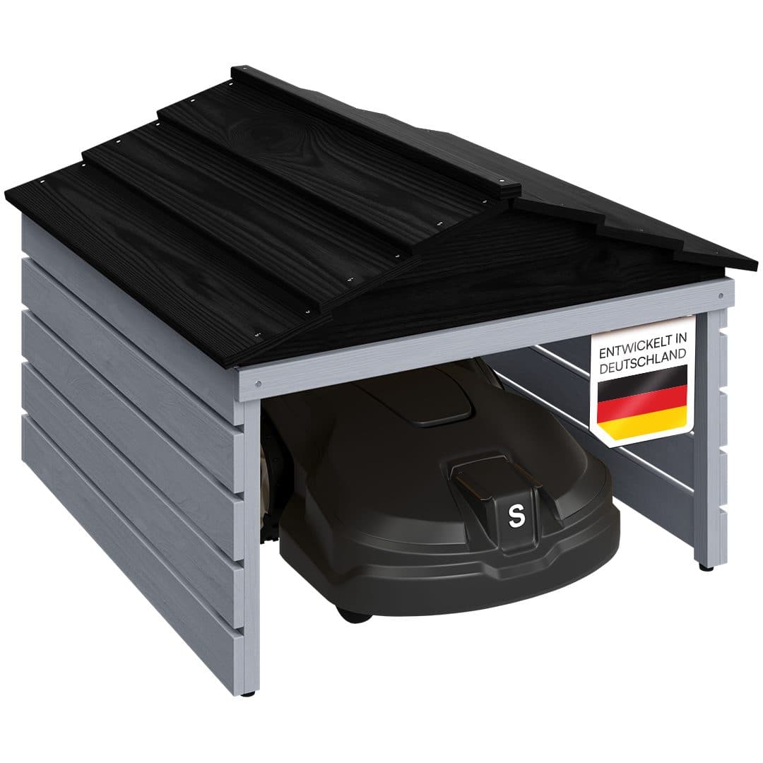 STEELSØN Mähroboter-Garage Nembus Kiefernholz Grau/Schwarz - Bild 2