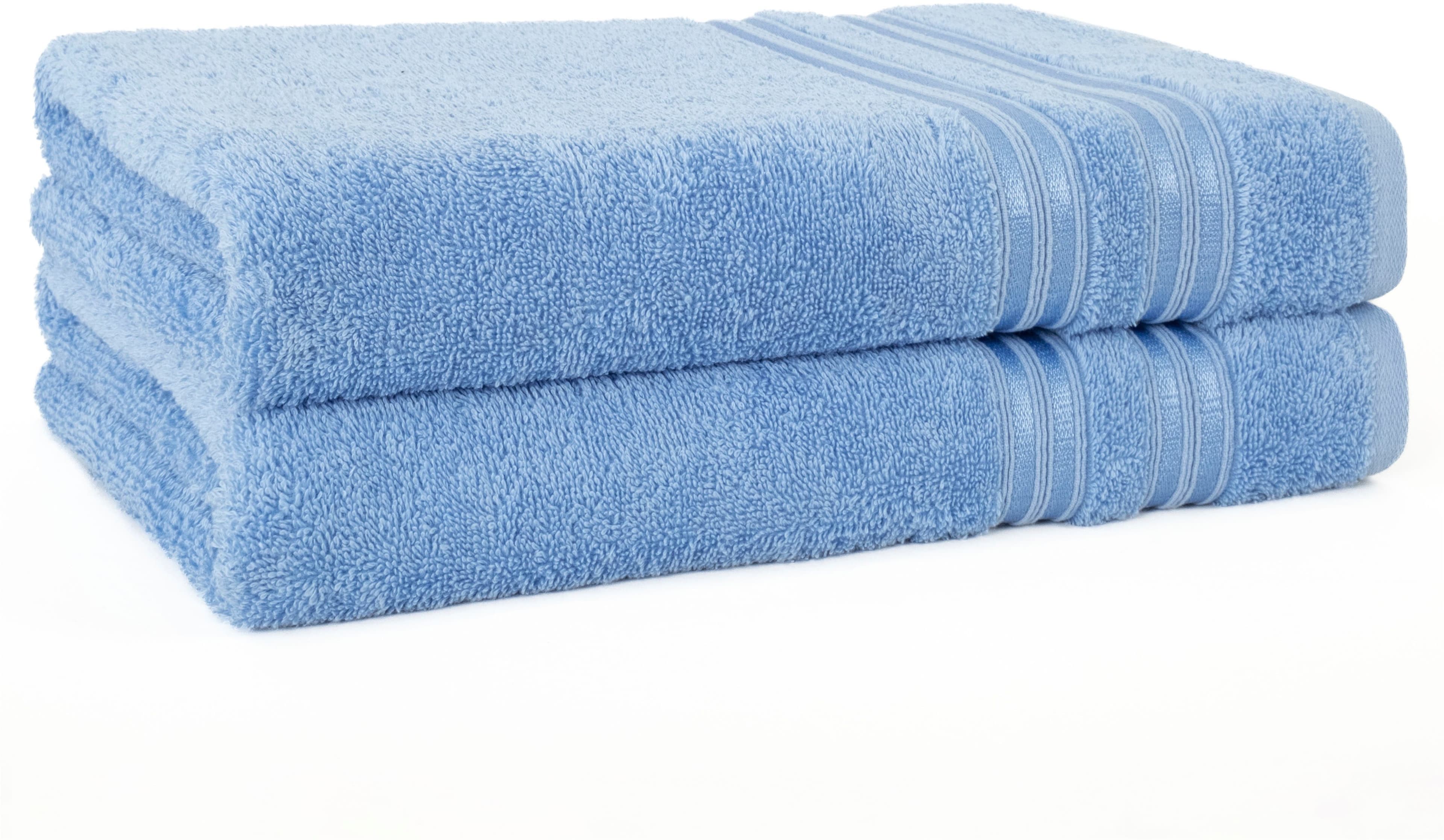 Hammetex 2er Set Duschtuch 100% Baumwolle Hellblau Frottier - Bild 2