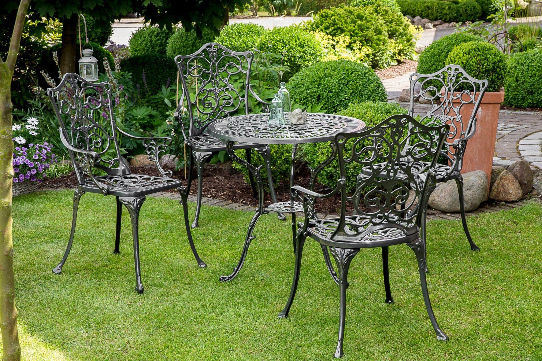 MERXX Garten-Essgruppe Lugano Schwarz Aluminium 4-tlg. - Bild 2