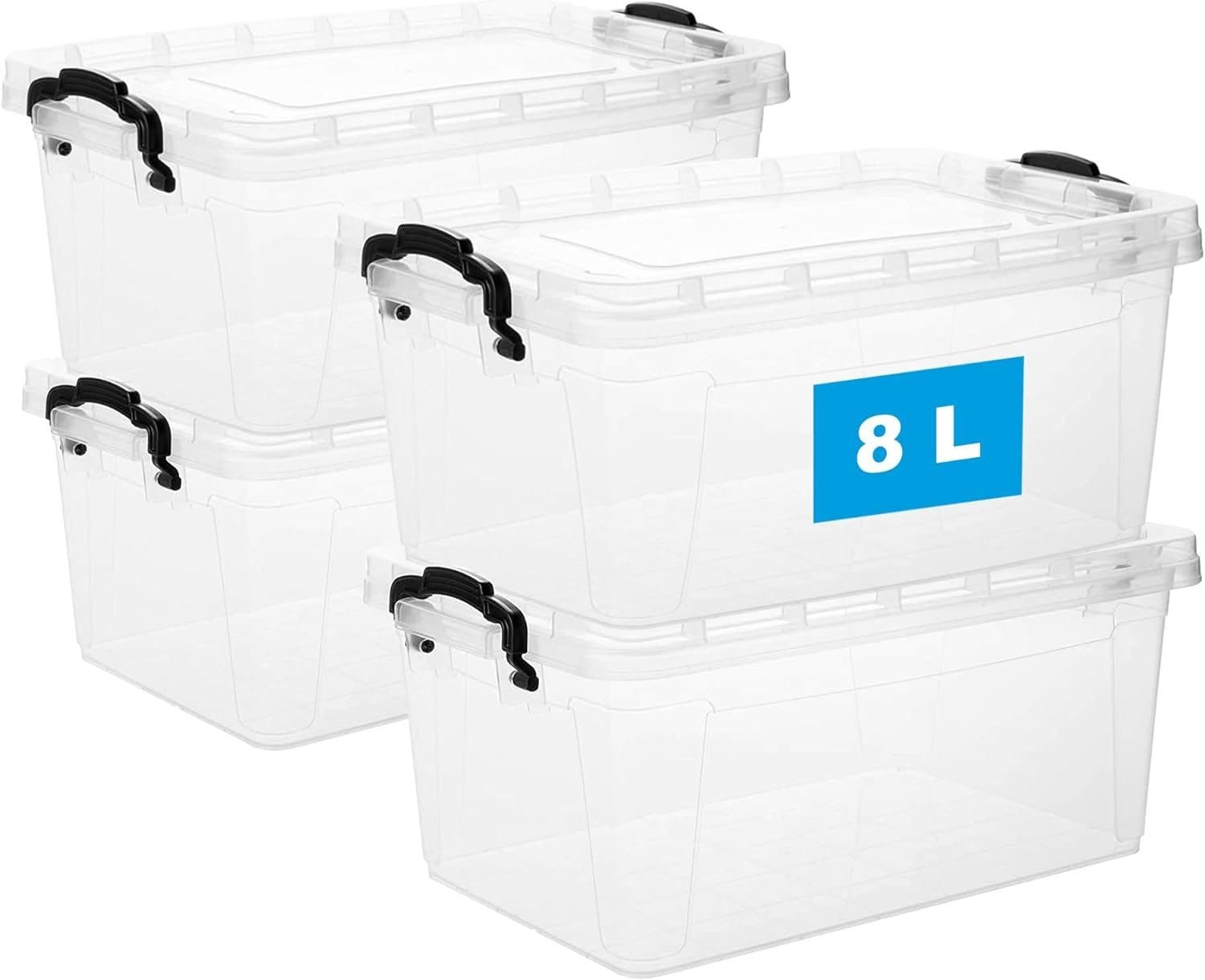 Centi Aufbewahrungsbox Stapelbar 8L Transparent mit Deckel - Bild 2
