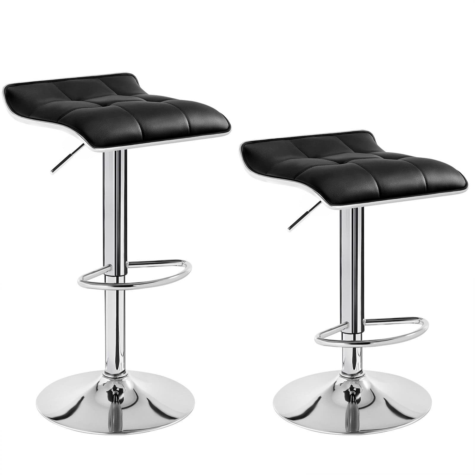 Woltu Barhocker 2er Set Schwarz/Silber Kunstleder Verchromt - Bild 2