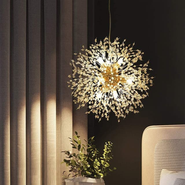 Novzep LED Kronleuchter 8-Licht Golden Metall Pendelleuchte