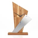 Kreative Feder Designer-Standuhr „Brown Square“ Massivholz Metall-Look Bild 2