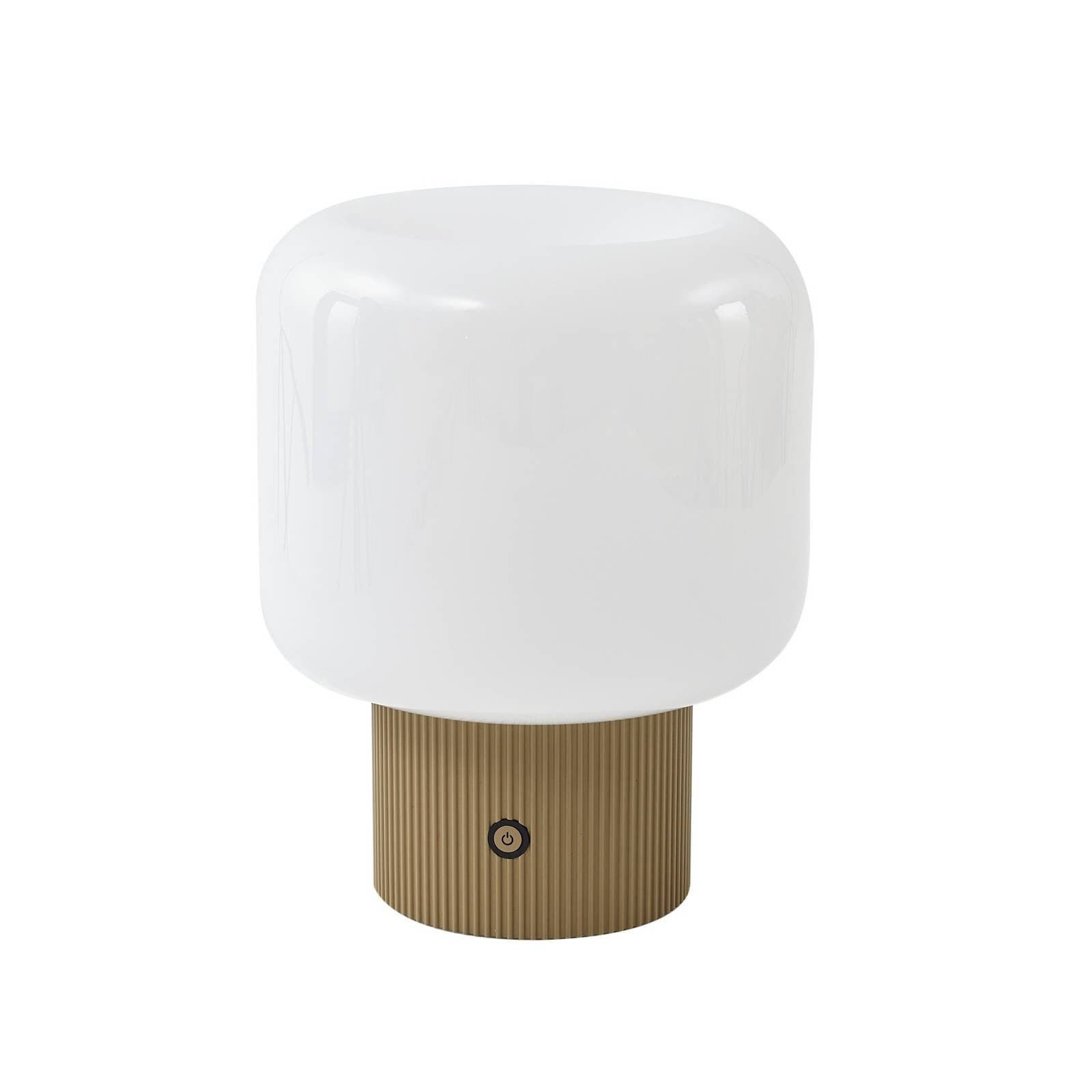 Lucande LED-Akku-Tischleuchte Katrin Palme Beige Glas - Bild 2