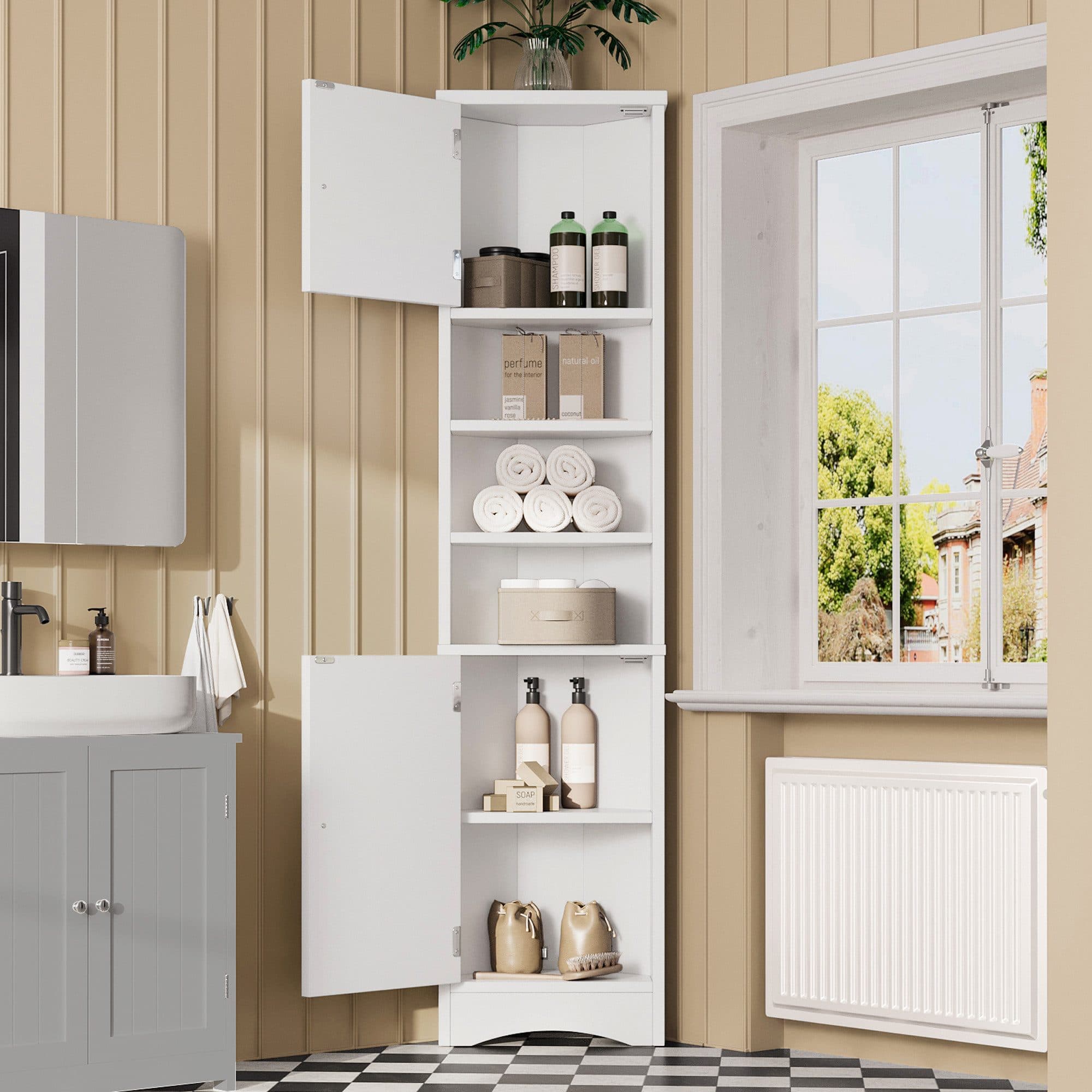 Flieks Eckschrank Badkommode Weiß Silber Modern - Bild 2