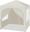 Woltu Pavillon 2x2m Beige/Silber Höhenverstellbar mit Seitenwänden Bild 2