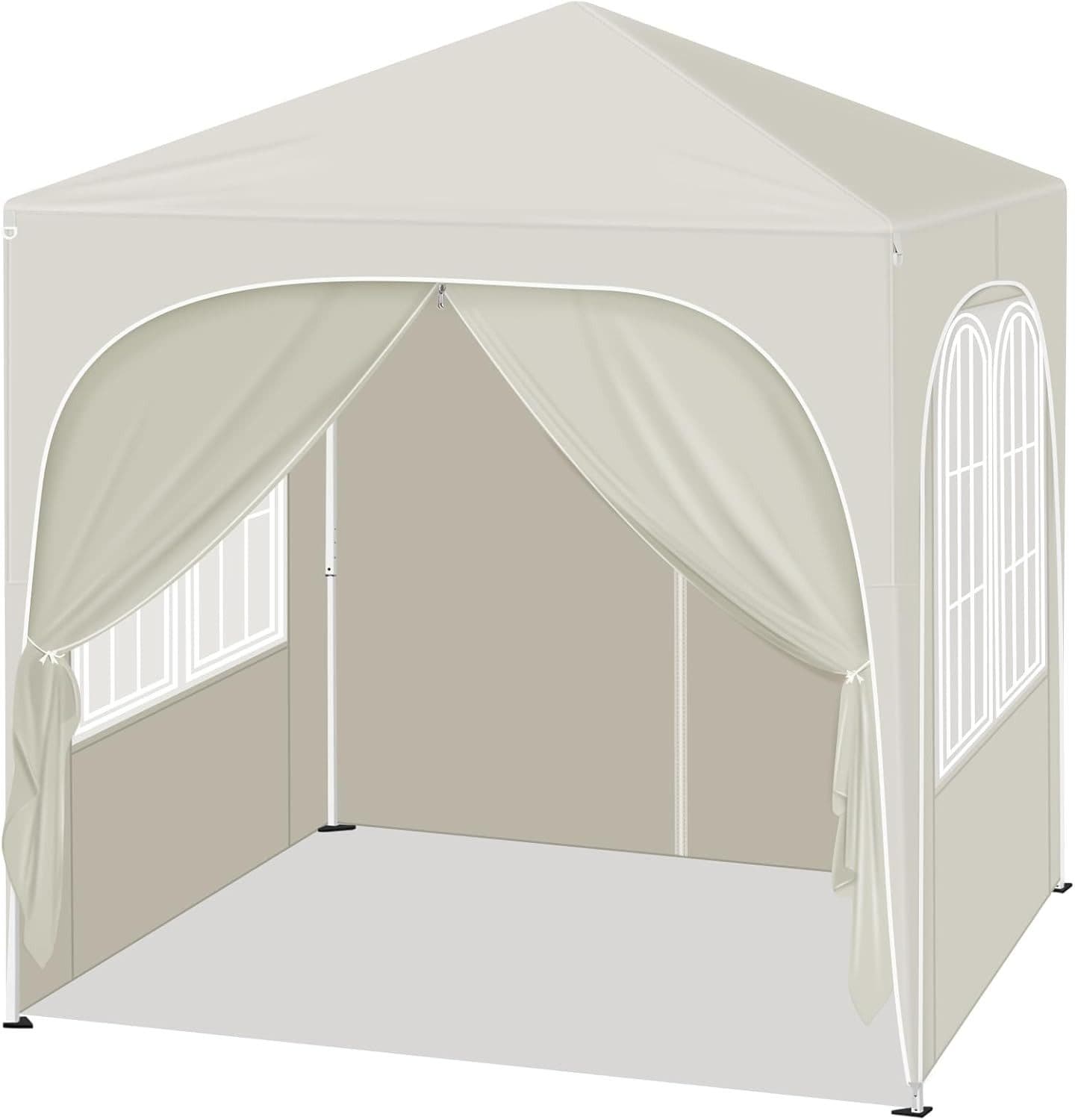 Woltu Pavillon 2x2m Beige/Silber Höhenverstellbar mit Seitenwänden - Bild 2