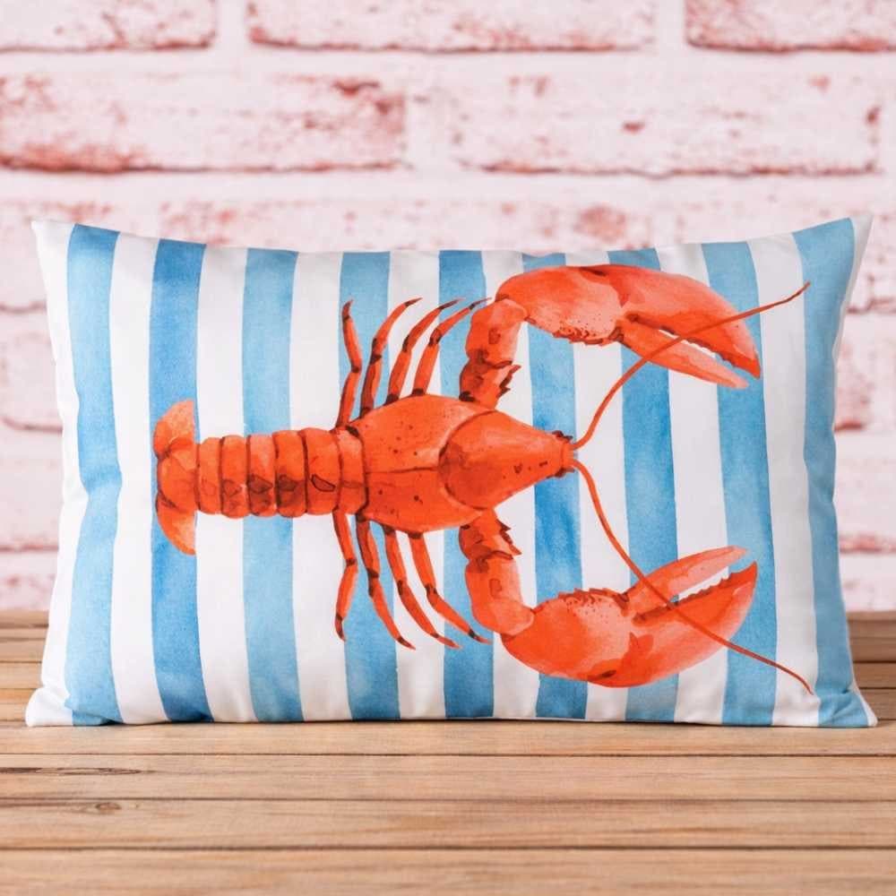 AltoBelli Outdoor Kissen Hummer Blau-Weiß Dekokissen mit Füllung - Bild 2