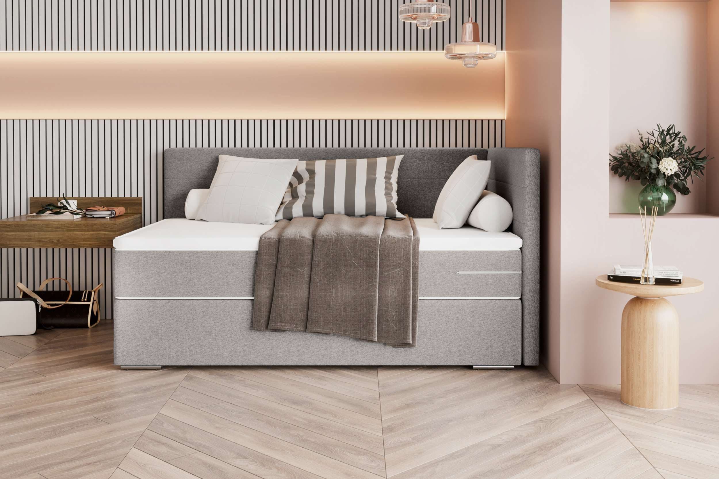 99rooms Boxspringbett Phönix Mini Plus mit Matratze und Topper Grau - Bild 2