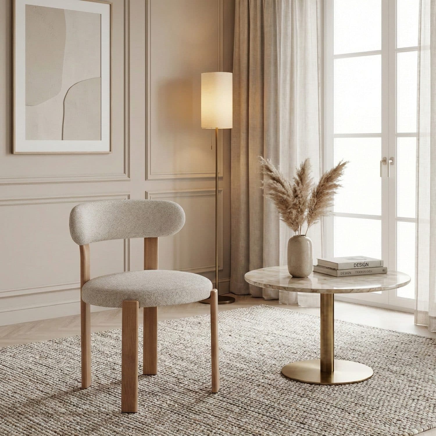 alesvelt Esszimmerstuhl BROOKE Beige mit Rückenlehne und gepolsterter Sitzfläche - Bild 2