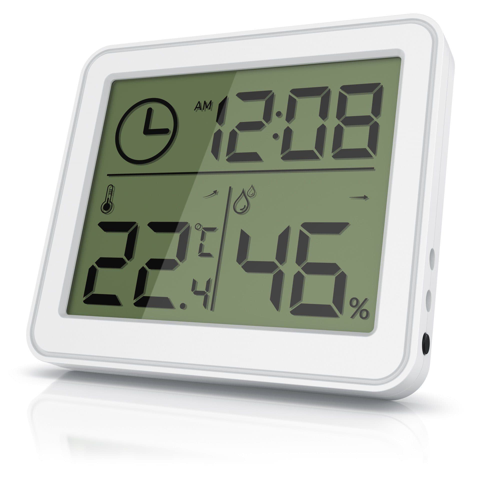 BEARWARE Thermo-Hygrometer mit LCD-Anzeige, Magnet & Standfuß, Weiß - Bild 2