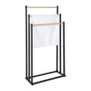 relaxdays Handtuchständer 3 Stangen Schwarz Metall Holzoptik Bild 2