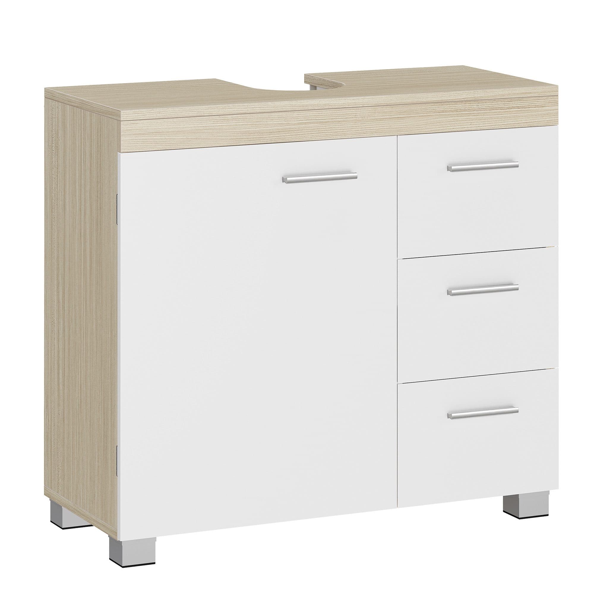 VASAGLE Waschbeckenunterschrank Badezimmerschrank Badschrank 3 Schubladen Weiß - Bild 2