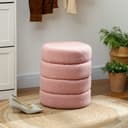 HOMCOM Runder Polsterhocker Rosa mit Teddy-Fleece-Bezug Bild 2