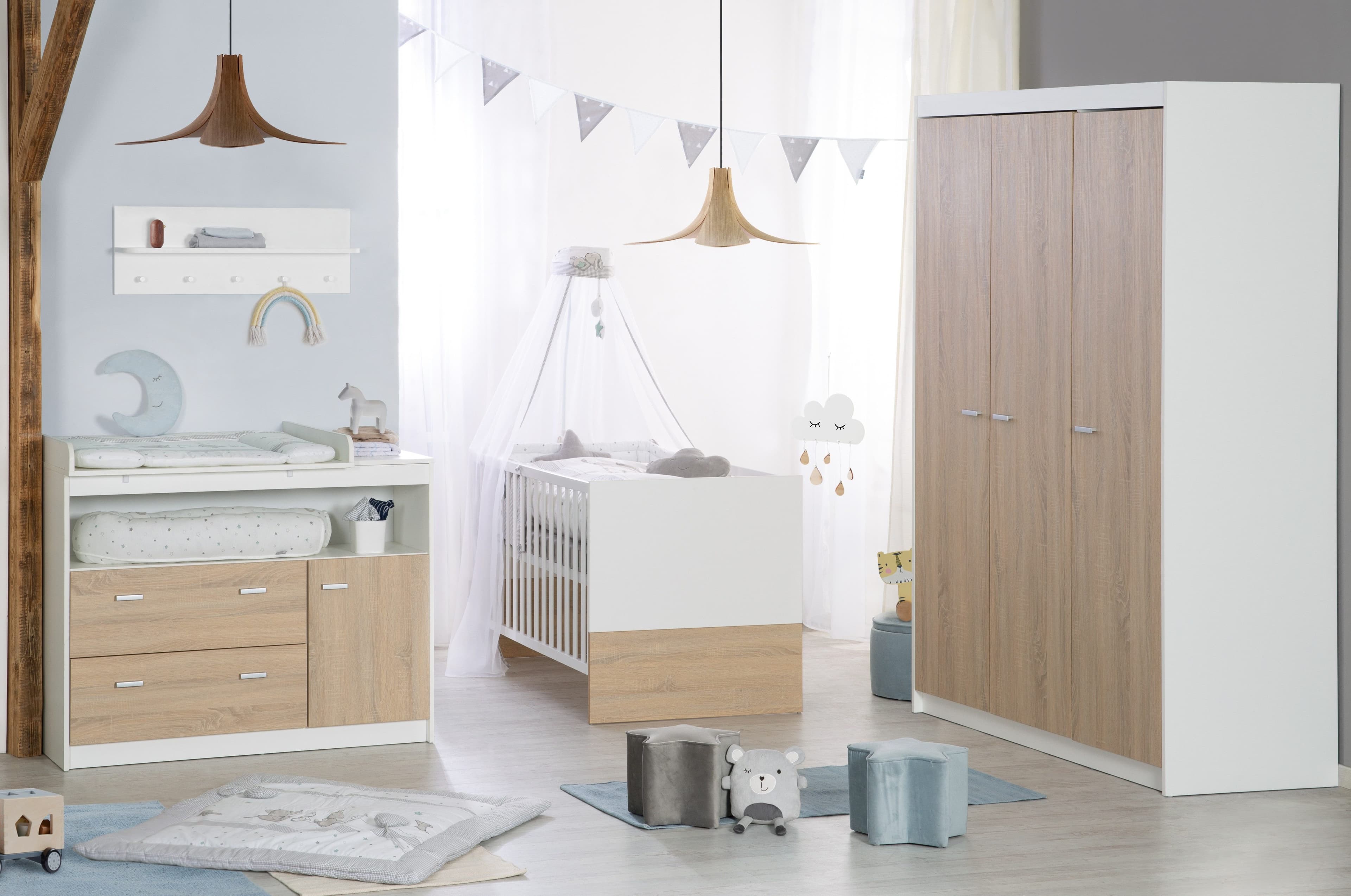 roba® Babyzimmer-Komplettset Gabriella 3-teilig Weiß Sonoma Eiche Holz - Bild 2