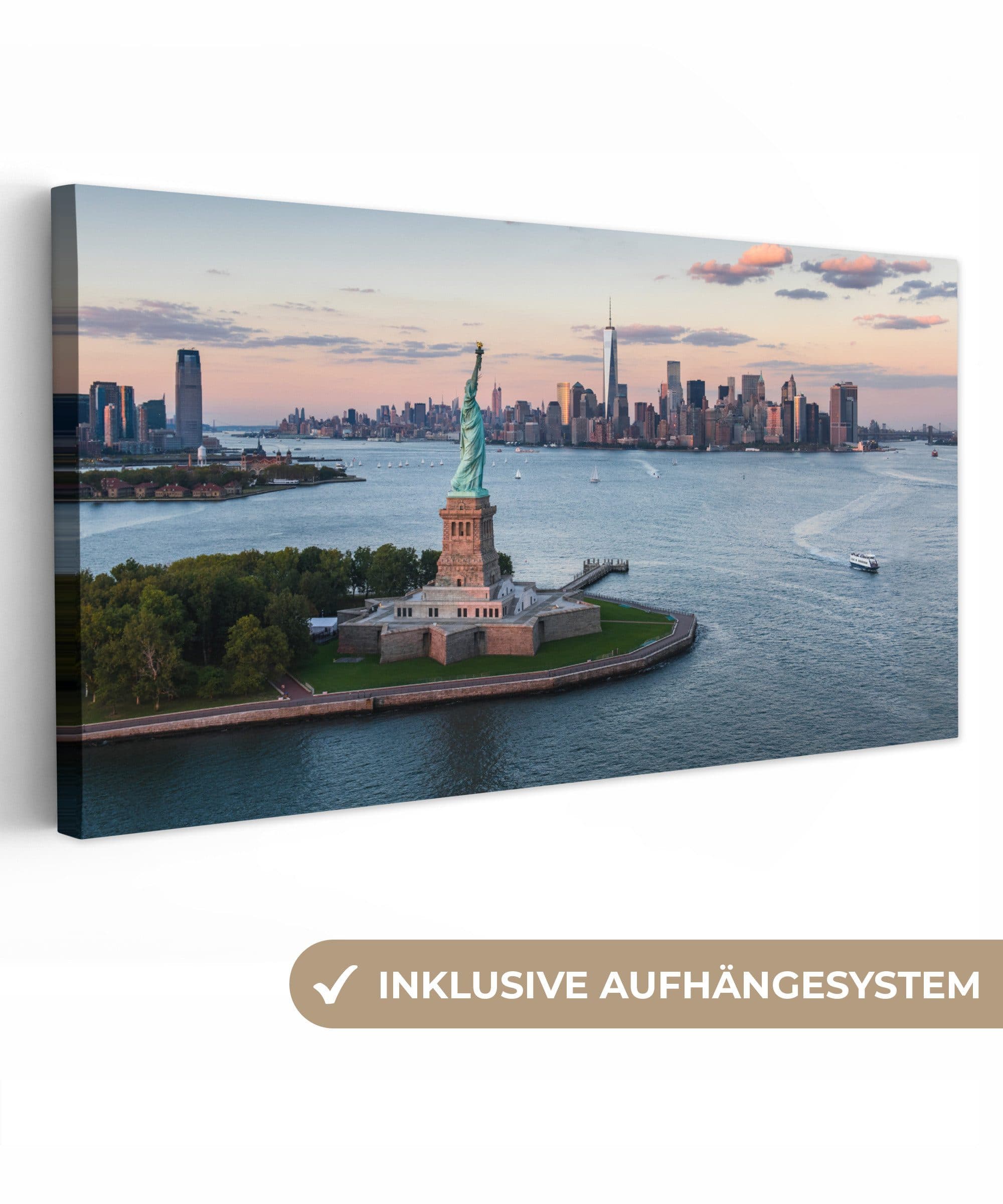 OneMillionCanvasses® Leinwandbild Panorama New York - Freiheitsstatue - Skyline - Bild 2