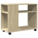 vidaXL Beistelltisch mit Rollen Sonoma Eiche Holzwerkstoff Bild 2