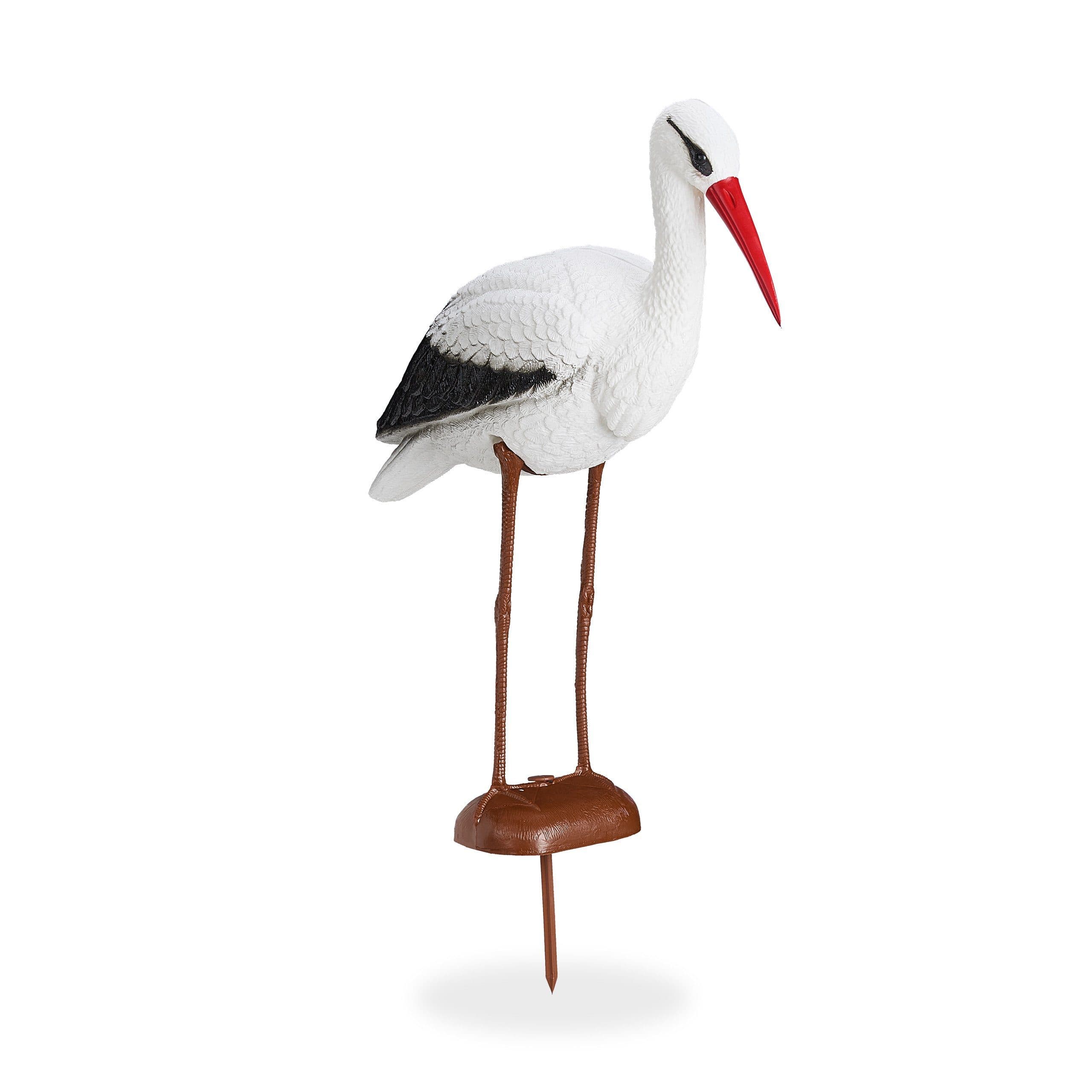 relaxdays Gartenfigur Storch Weiß Rot Schwarz Kunststoff - Bild 2