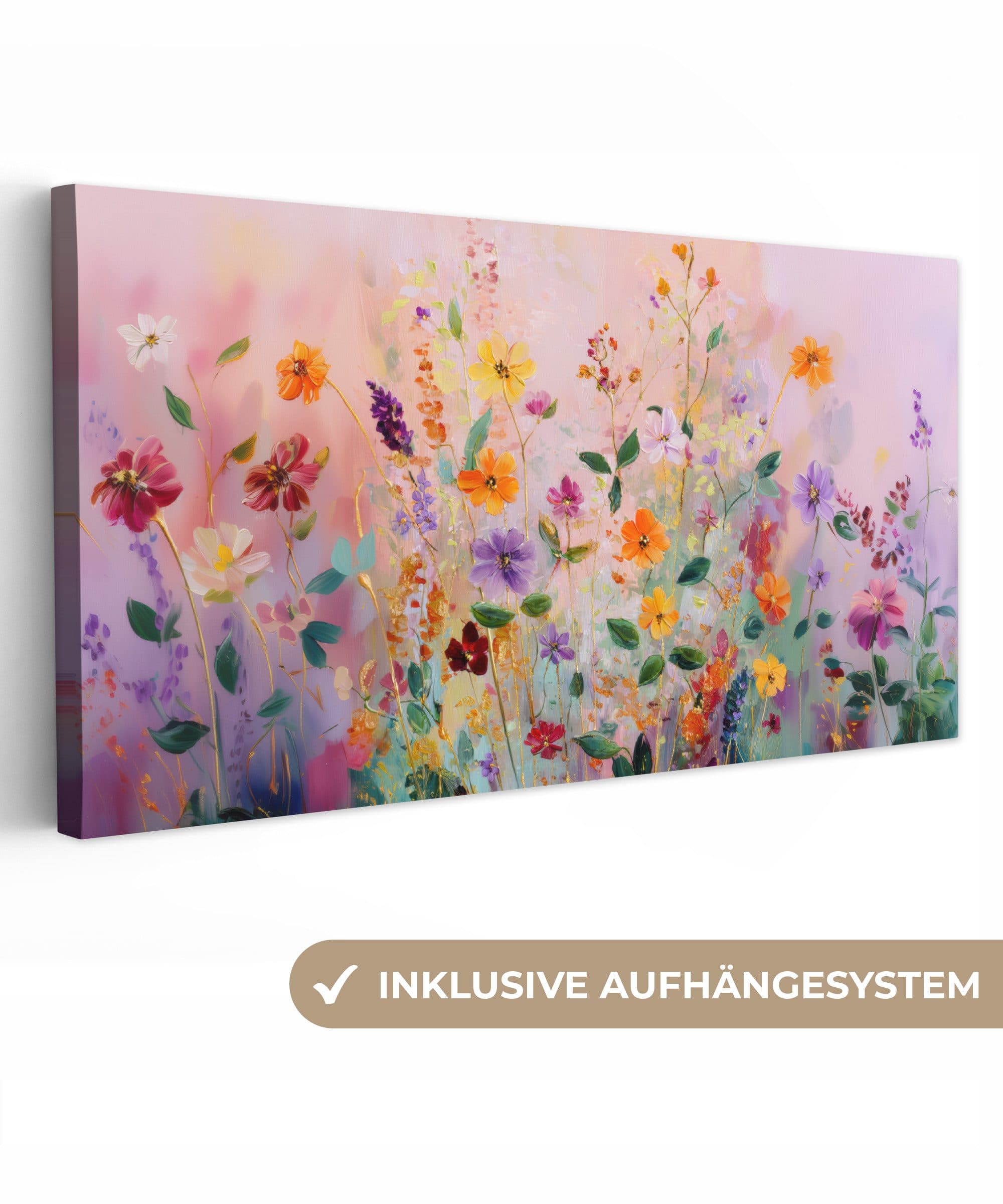 OneMillionCanvasses® Leinwandbild Blumen Rosa Orange Panorama - Bild 2